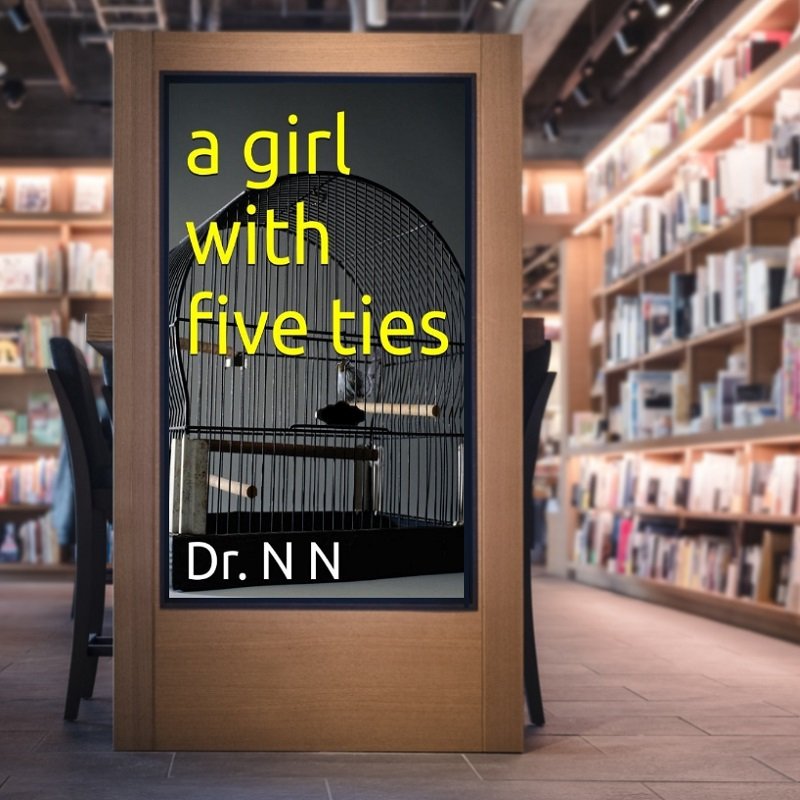 a girl with five ties in bookstore.jpg