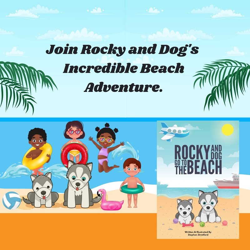 Rocky & Dog Go To The Beach adventure on beach with kids.jpg